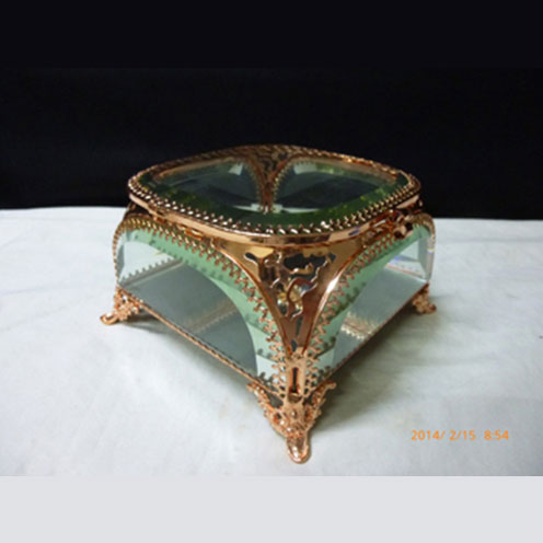 heavy gauge clear glass jewellery box in copper