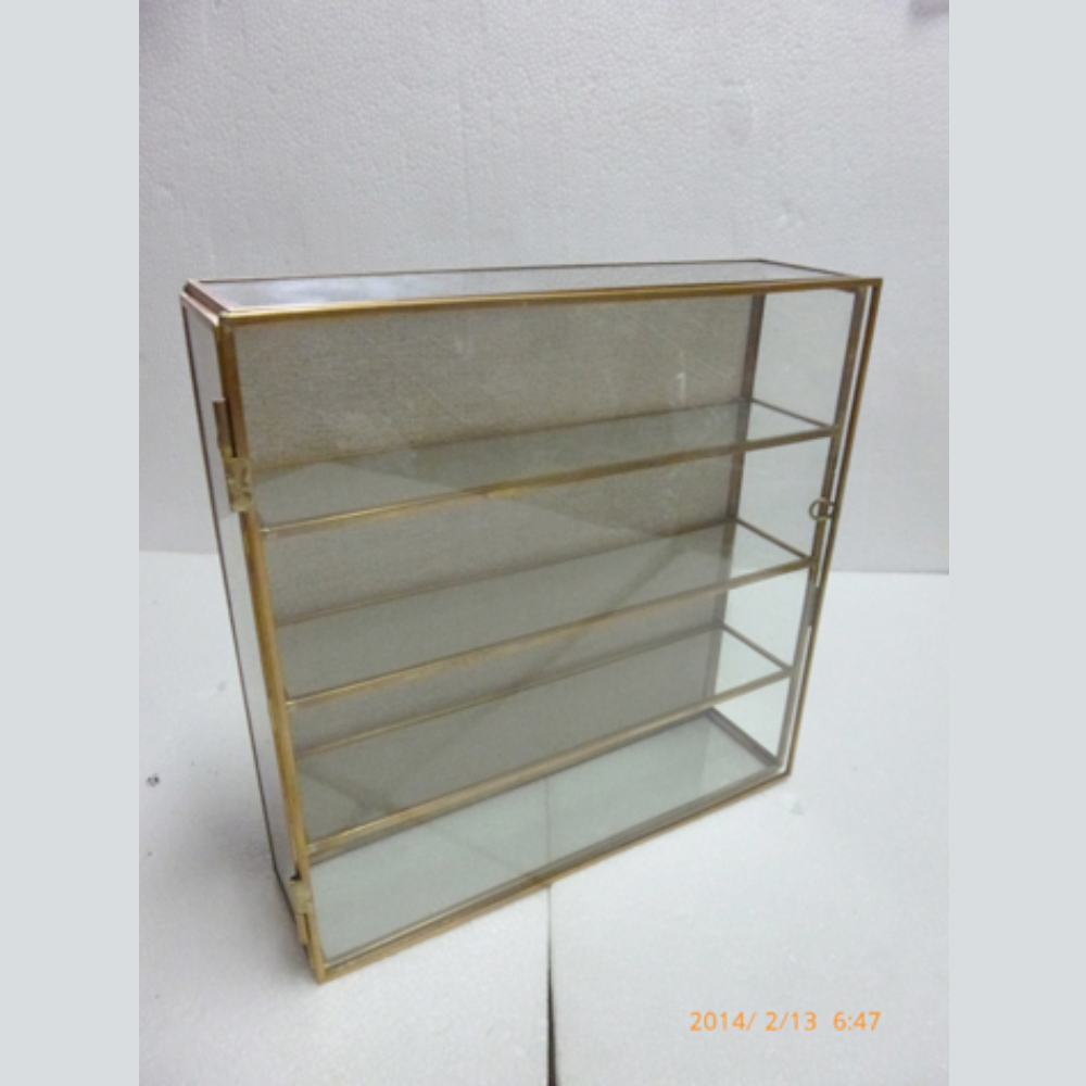 4 tier clear glass cabinet brass frame all in clear