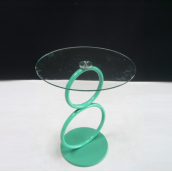 Two metal ring tempered glass table KS-30020-GN