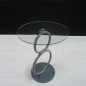 Two metal ring tempered glass table KS-30020-GY