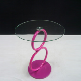 Two metal ring tempered glass table KS-30020-PK