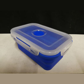 Foldable silicone preservation box with lid & both side lock ,cap: 540 ml , mt’l: silicone +PP