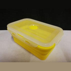 Foldable silicone preservation box with lid & both side lock ,cap: 800ml, mt’l : silicone +PP