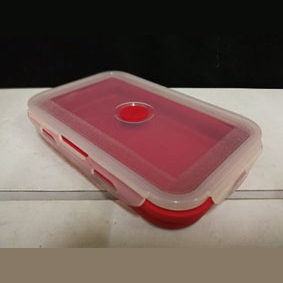 Foldable silicone preservation box with lid & both side lock,cap :1200 ml , mt’l : silicone + PP