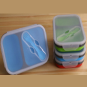 Foldable silicone preservation box with lid & both side lock,cap 700+350 ml, mt’l: silicone +PP