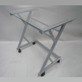 K/D Fashion computer desk with oval pipe and Tempered clear glass top board